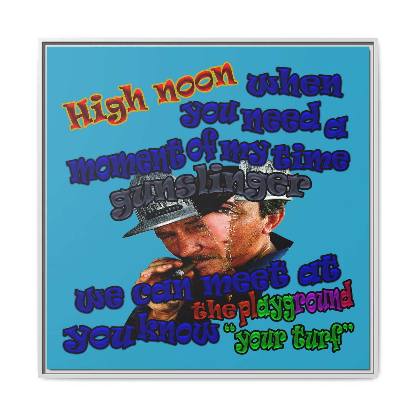 high noon - framed canvas art (turquoise)