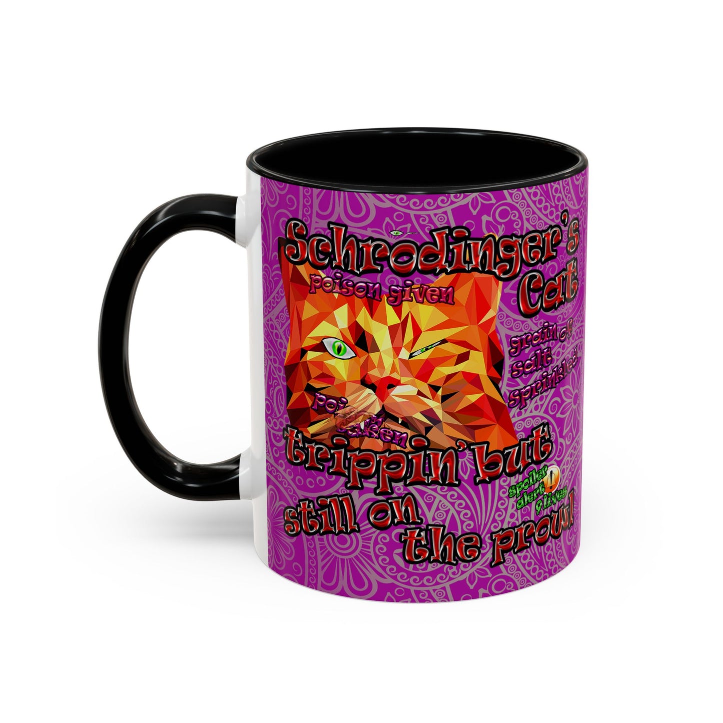schrodinger's cat - Accent Mug (pink swirl)
