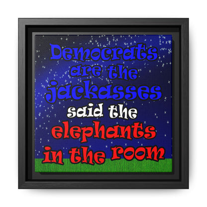 donkeys and elephants - framed canvas art ('snoops' background)