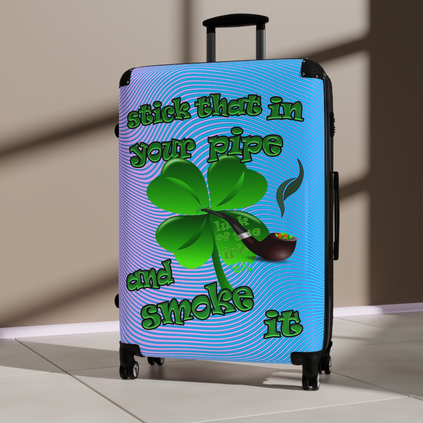 stick that in your pipe and smoke it - Suitcase (light blue-purple wave)