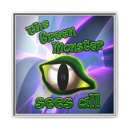 green monster - framed canvas art (grey-pink wave)