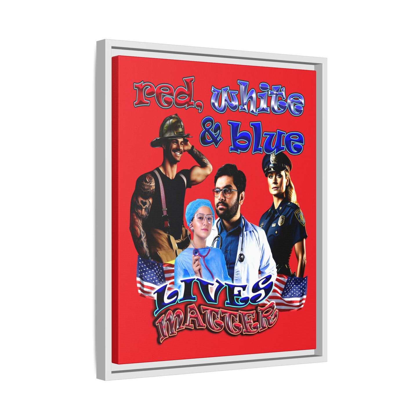 rw&b lives matter - framed canvas art (red)
