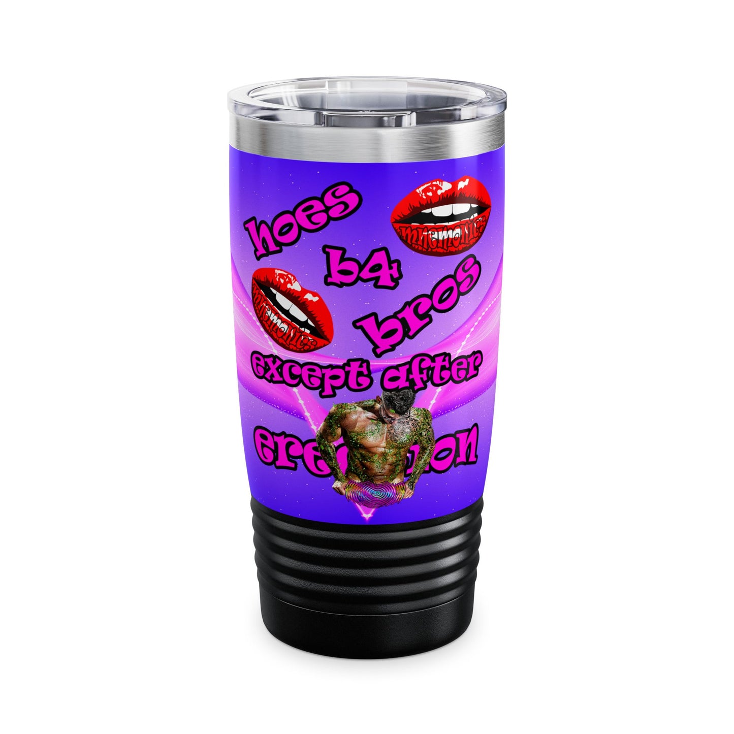 hoes b4 bros - Ringneck Tumbler, 20oz (purple-pink wave)