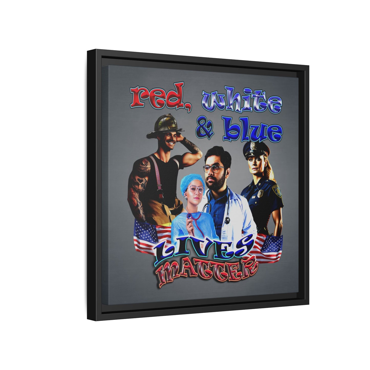 rw&b lives matter - framed canvas art (grey-light grey)