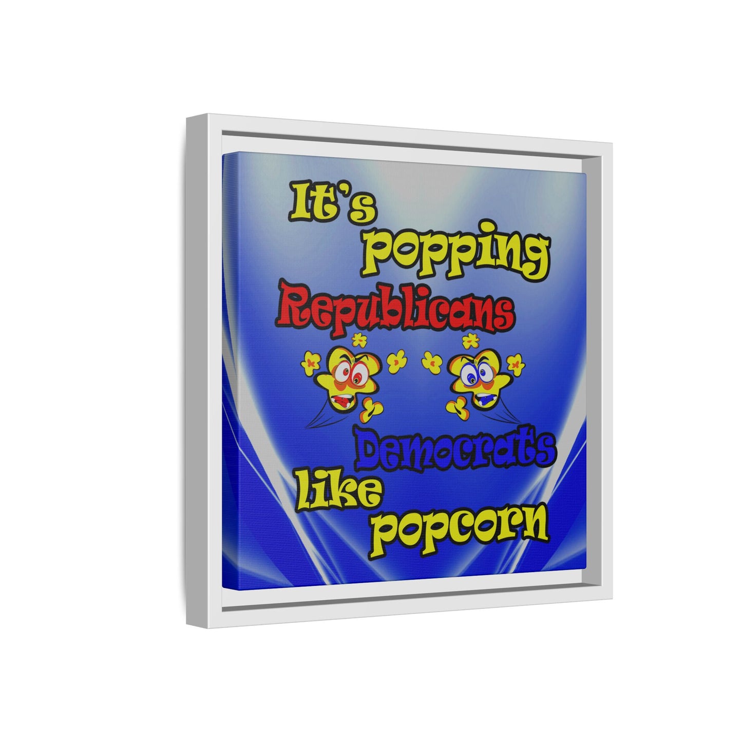 popping like popcorn - framed canvas art (blue-white wave)