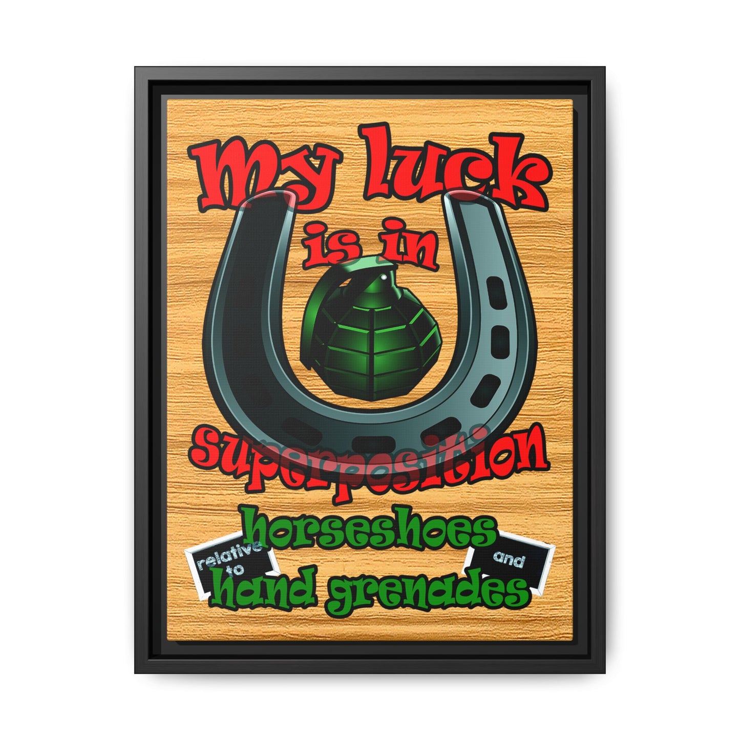 my luck - framed canvas art (butterscotch wood finish)