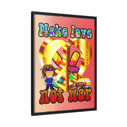 love peace - framed canvas art (yellow-orange wave)