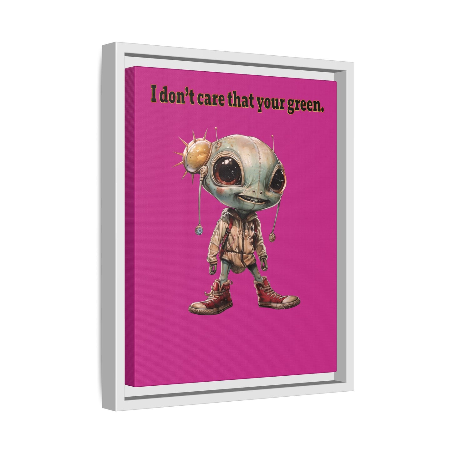 I don't care that your green - framed canvas art (pink)