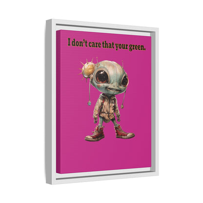 I don't care that your green - framed canvas art (pink)