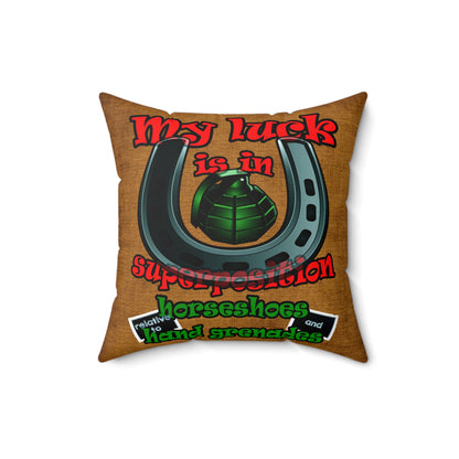 my luck - Spun Polyester Square Pillow - (dichromatic brown papyrus)