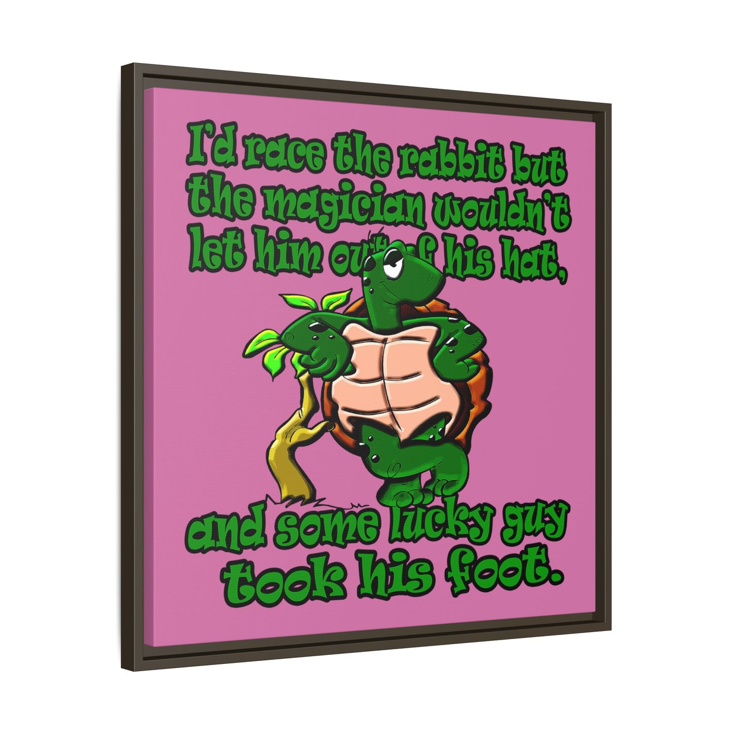 turtle race - framed canvas art (light pink)