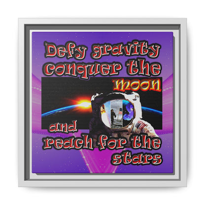 defy conquer reach - framed canvas art (purple-pink wave)