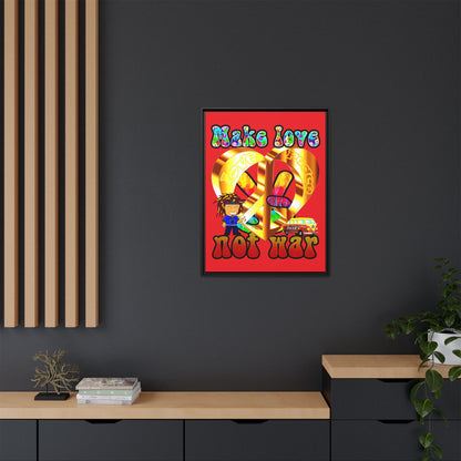 love peace - framed canvas art (red)