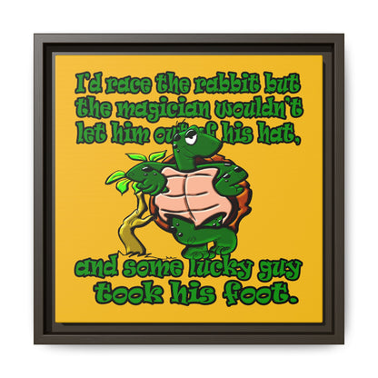 turtle race - framed canvas art (yellow)