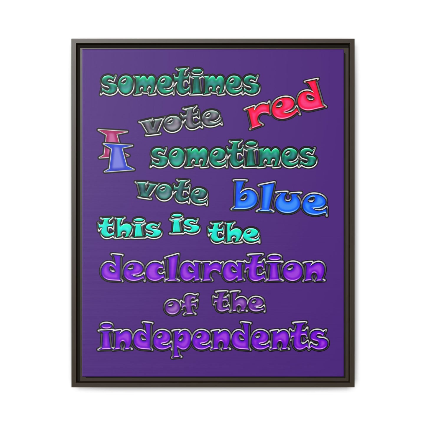 declaration of the independents - framed canvas art (purple)