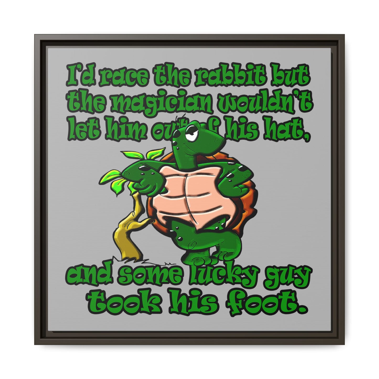 turtle race - framed canvas art (light grey)
