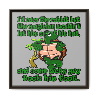 turtle race - framed canvas art (light grey)