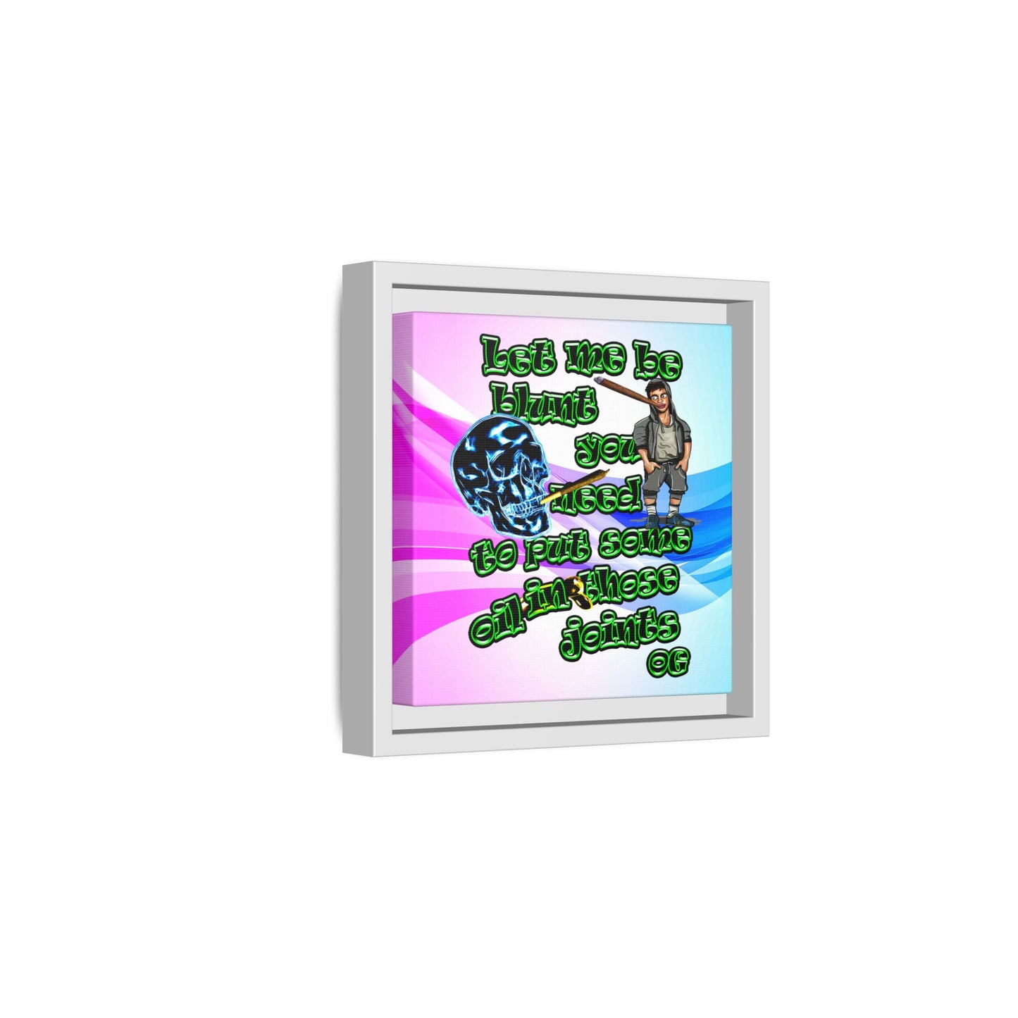 og - framed canvas art (light blue-pink wave)