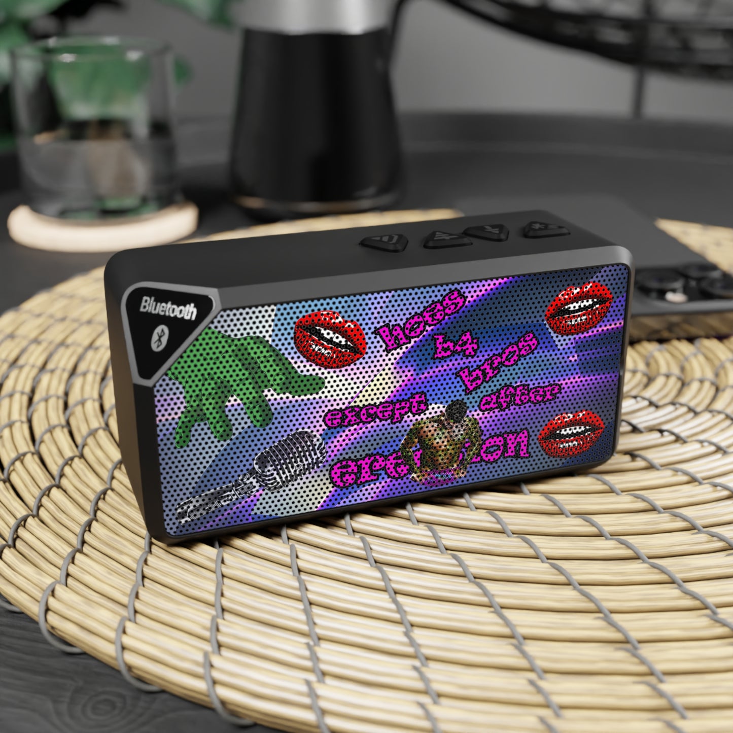 hoes b4 bros - Jabba Bluetooth Speaker (grey-pink wave)