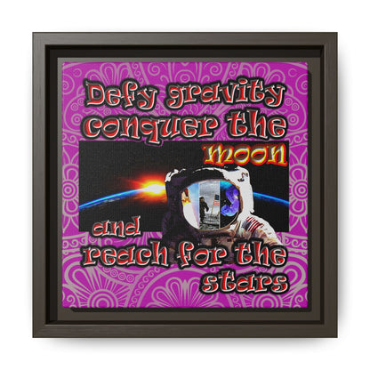 defy conquer reach - framed canvas art (pink swirl)