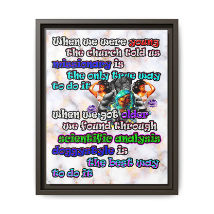 doggystyle - framed canvas art (white marble)