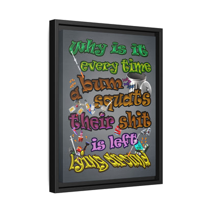 the bum's shit - framed canvas art (grey-light grey)