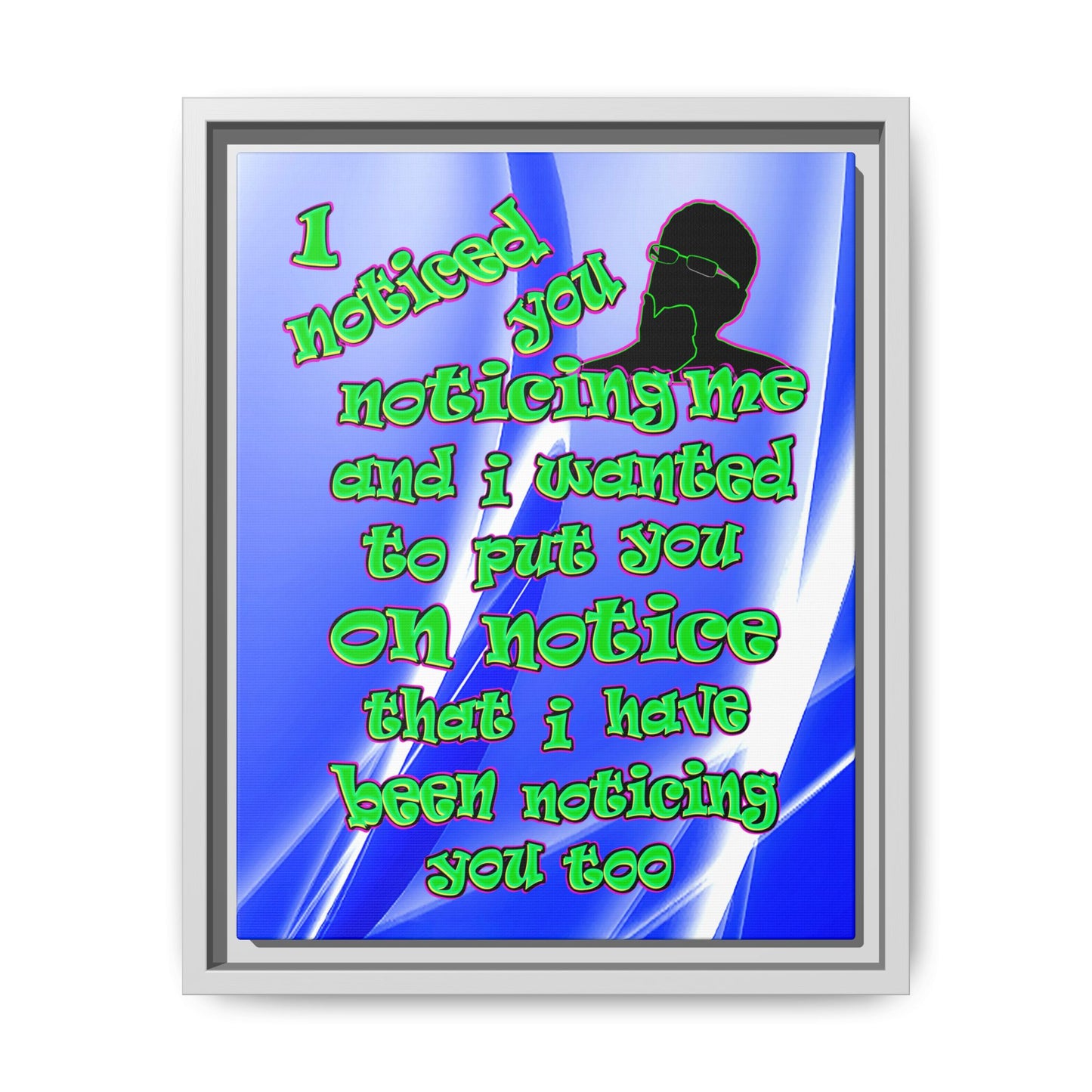 noticed you noticing - framed canvas art (blue-white wave)