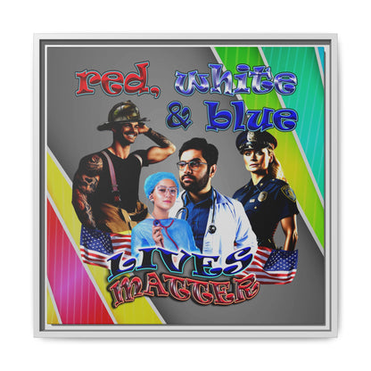 rw&b lives matter - framed canvas art (rainbow split)