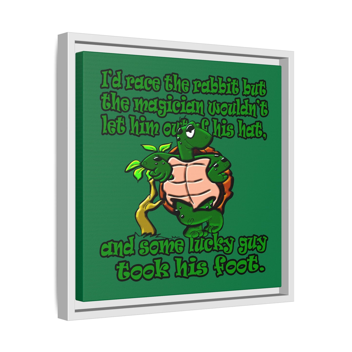 turtle race - framed canvas art (dark green)