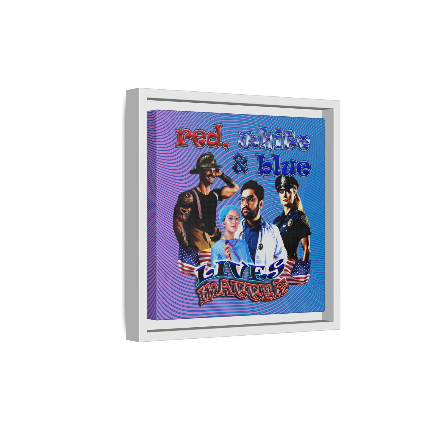 rw&b lives matter - framed canvas art (light blue-purple wave)