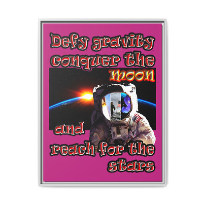defy conquer reach - framed canvas art (pink)