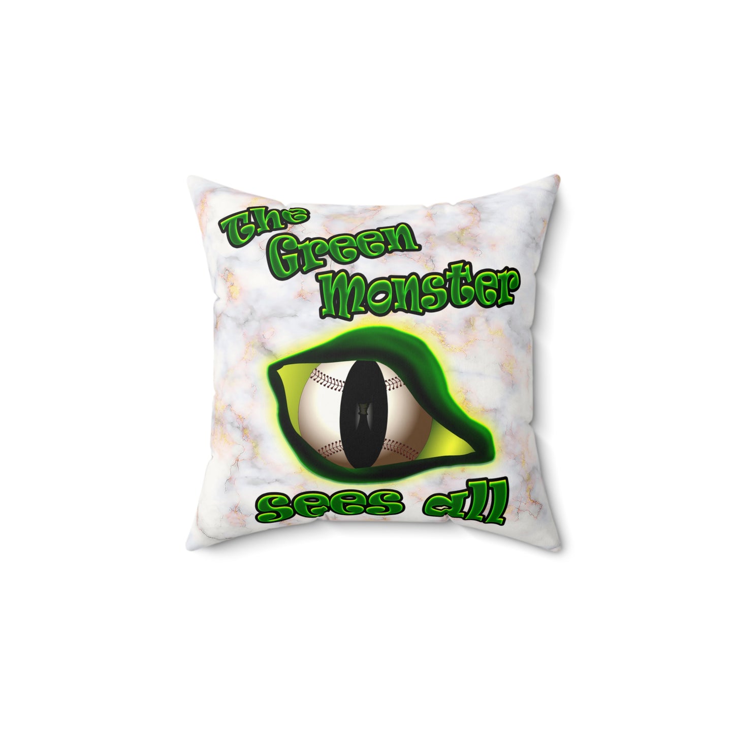 green monster - Faux Suede Square Pillow - (white marble)