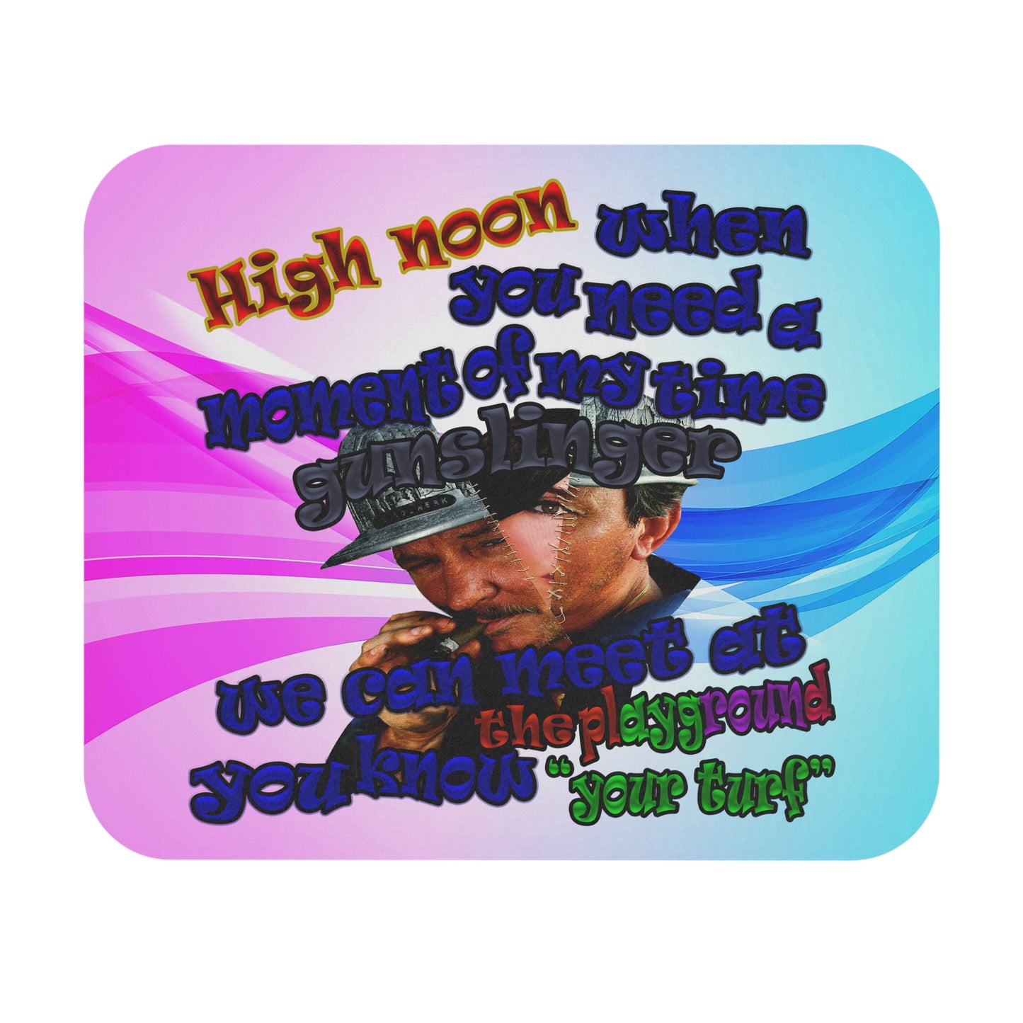 high noon - Mouse Pad (Rectangle) (light blue-pink wave)