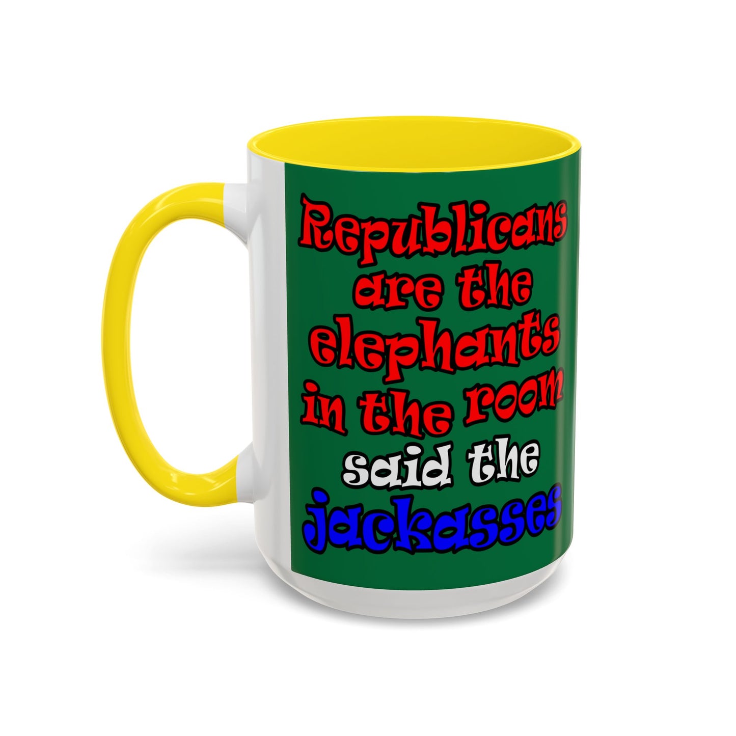 donkeys and elephants - Accent Mug (dark green)