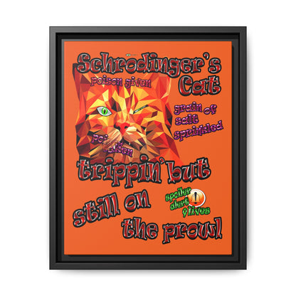 schrodinger's cat - framed canvas art (orange)