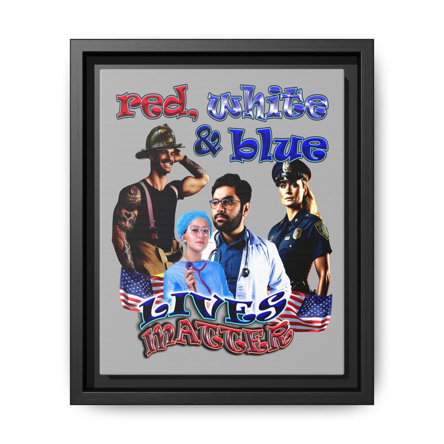 rw&b lives matter - framed canvas art (light grey)