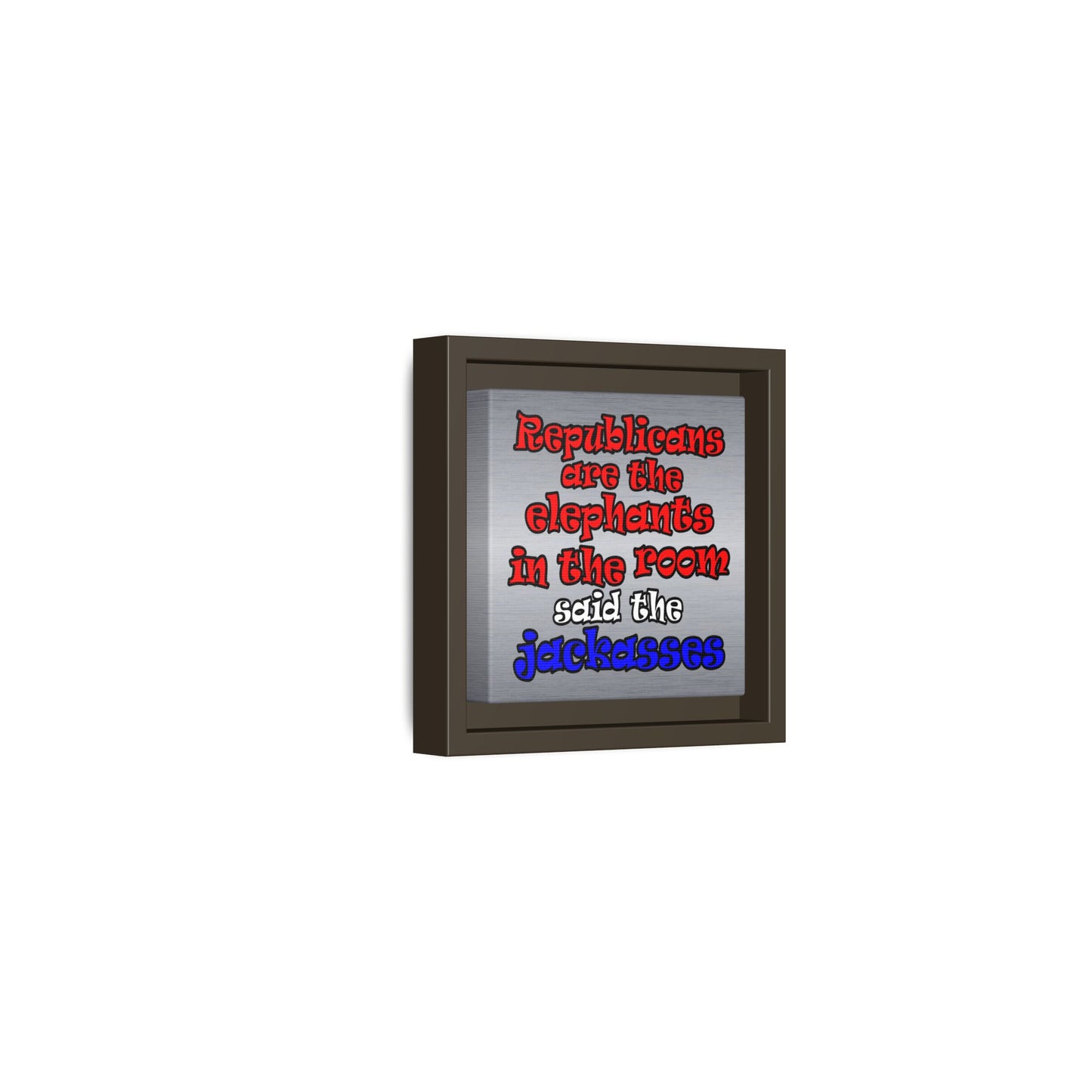 donkeys and elephants - framed canvas art (brushed nickel)