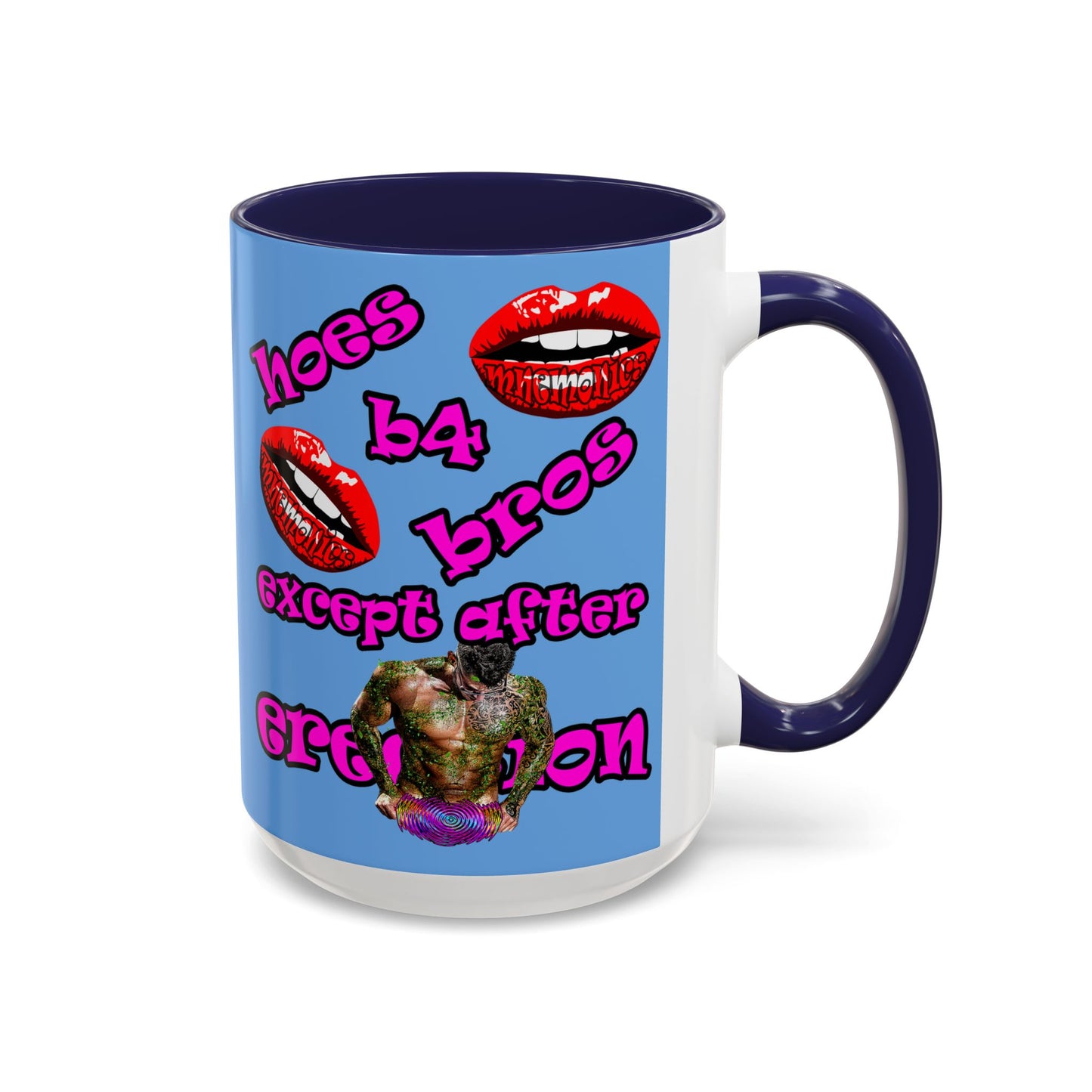 hoes b4 bros - Accent Mug (light blue)
