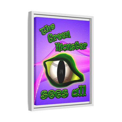 green monster - framed canvas art (purple-pink wave)