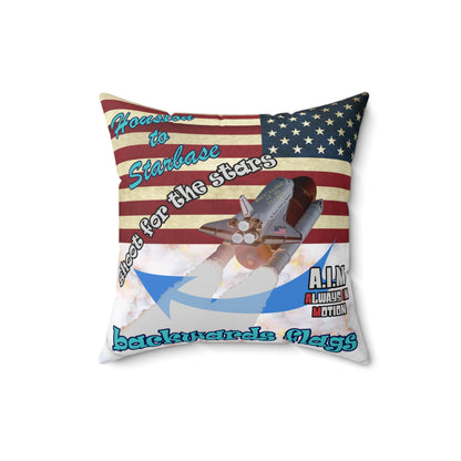shoot for the stars - Spun Polyester Square Pillow - (white marble)