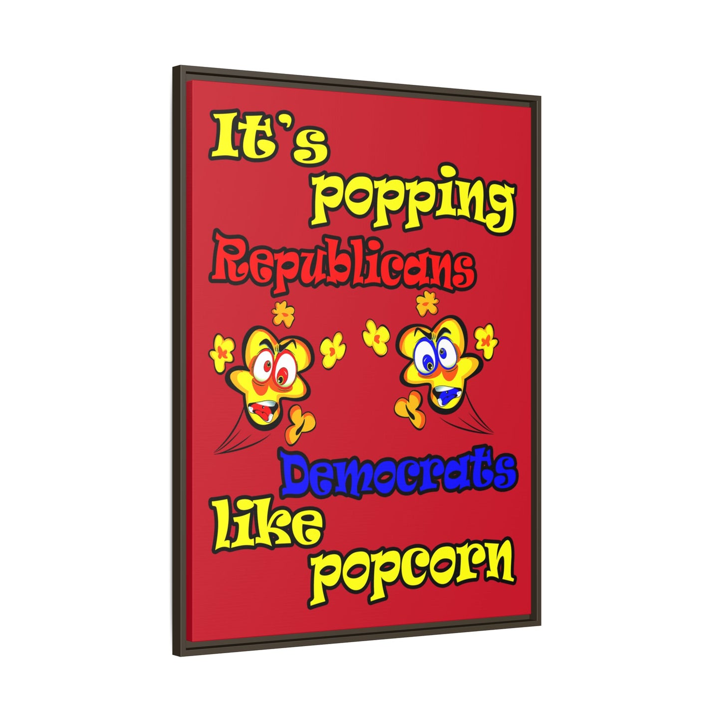 popping like popcorn - framed canvas art (dark red)
