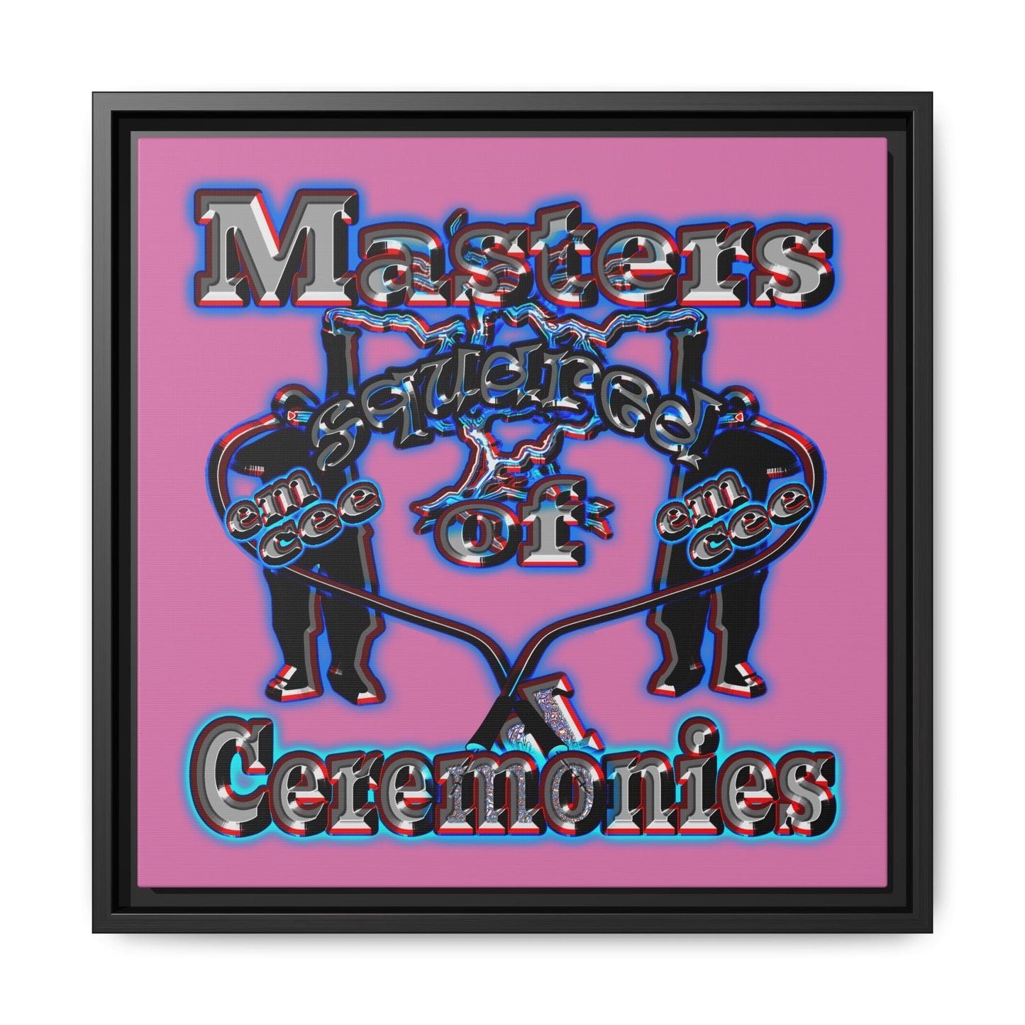 em cee squared - framed canvas art (light pink)