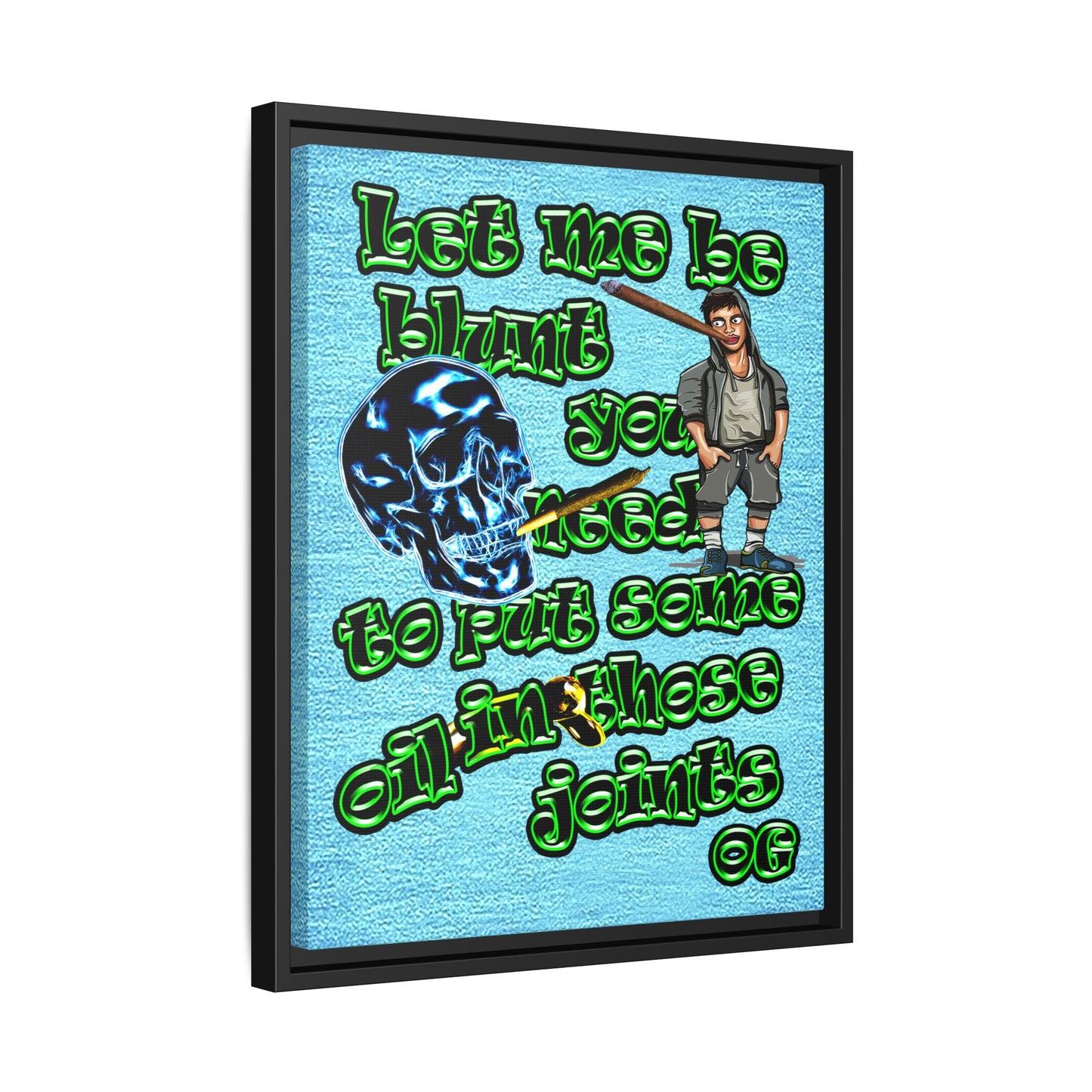 og - framed canvas art (faded blue)