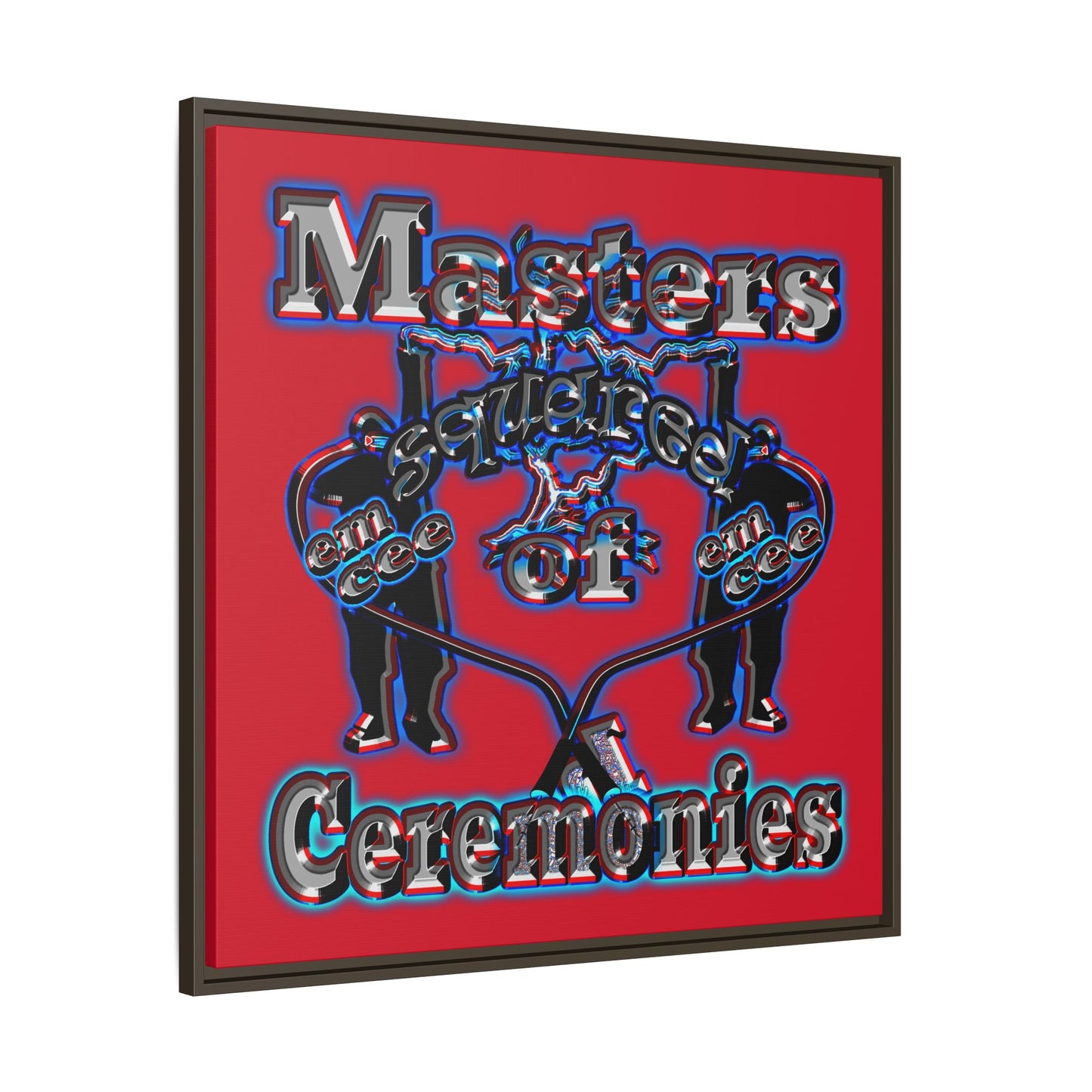 em cee squared - framed canvas art (dark red)