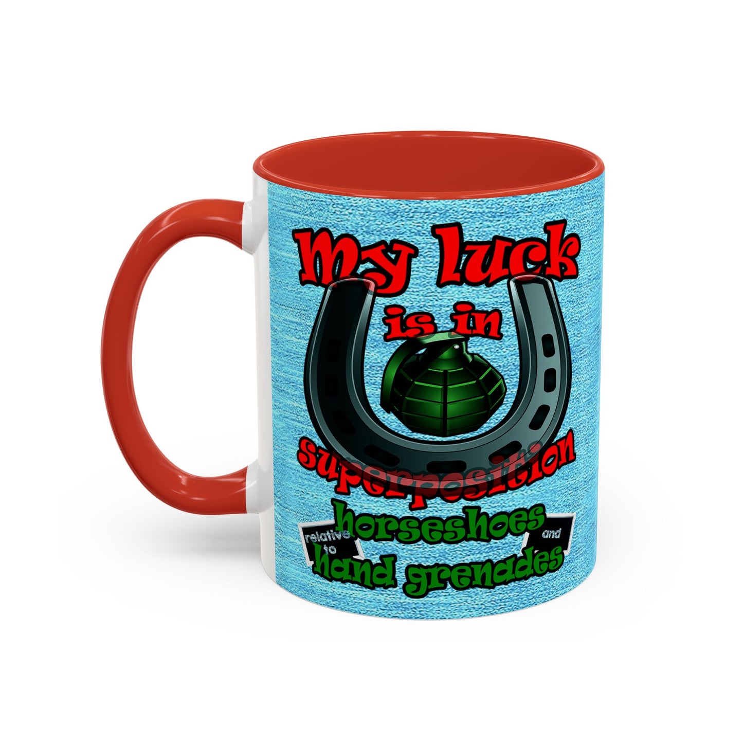 my luck - Accent Mug (faded dark blue)