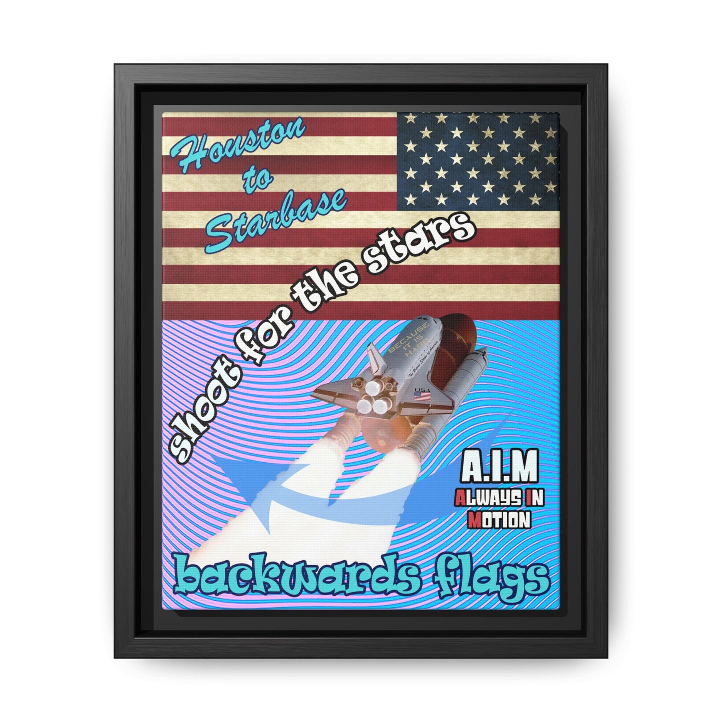 shoot for the stars - framed canvas art (light blue-purple wave)