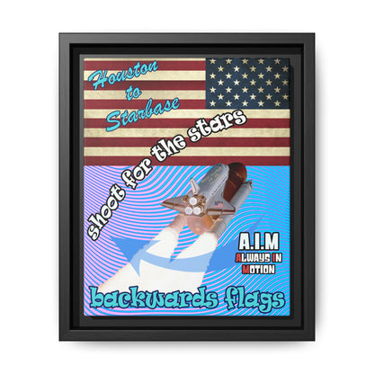shoot for the stars - framed canvas art (light blue-purple wave)