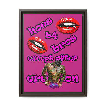 hoes b4 bros - framed canvas art (pink)