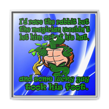 turtle race - framed canvas art (blue-white wave)