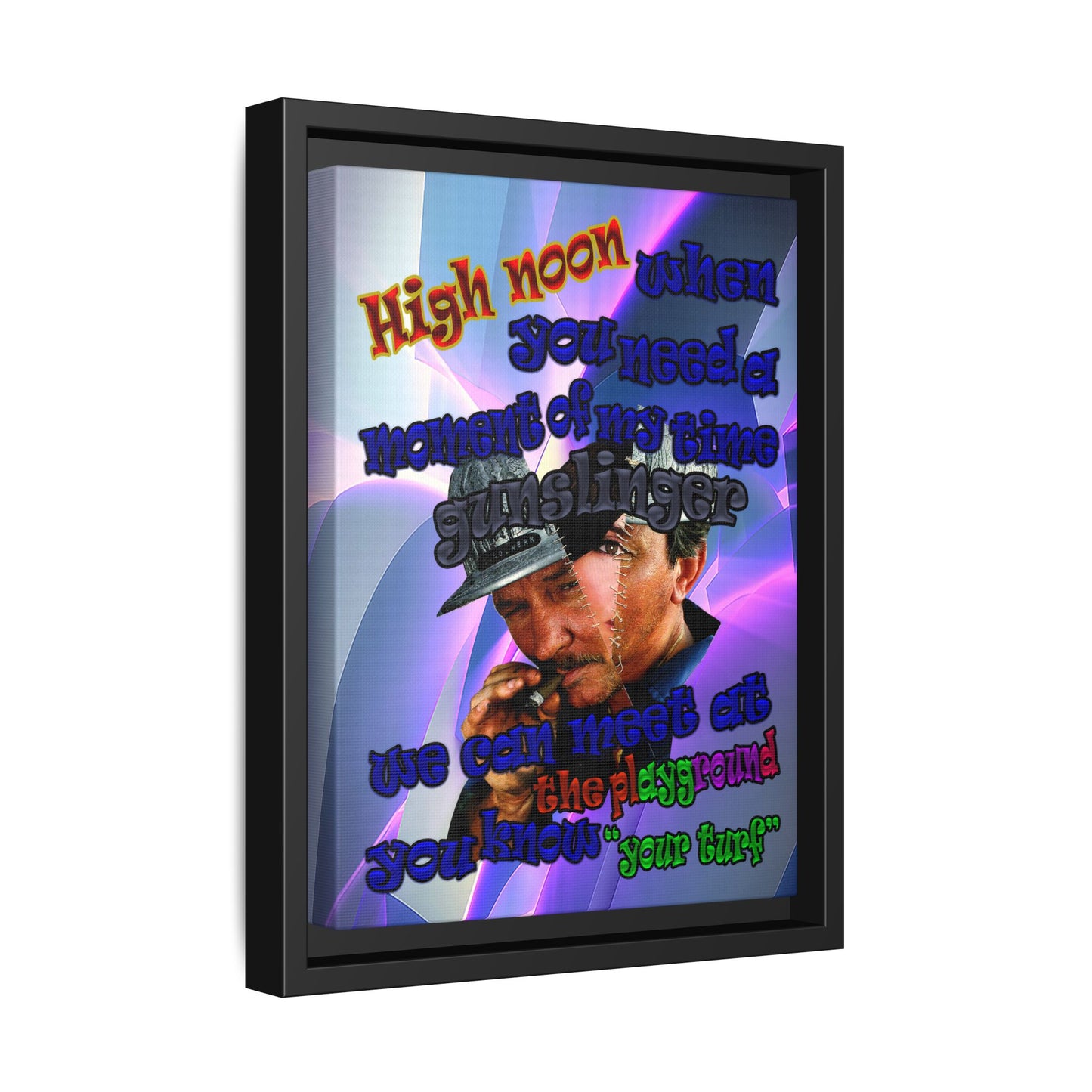 high noon - framed canvas art (grey-pink wave)
